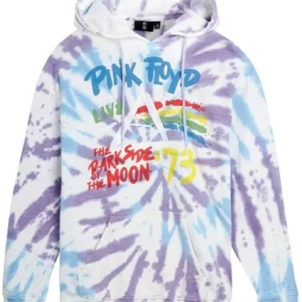 Pink Floyd Pastel Tie-Dye Hoodie with Rainbow Graphic